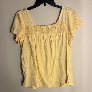 NEW Lucky Brand Yellow Lace Detail Women's Top